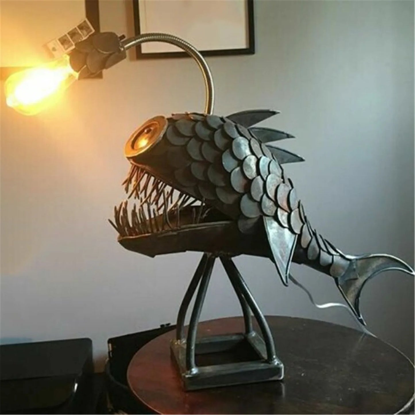 BowLift Table Lamp by RusticFish - Handmade Artistic Charm with Adjustable Lighting
