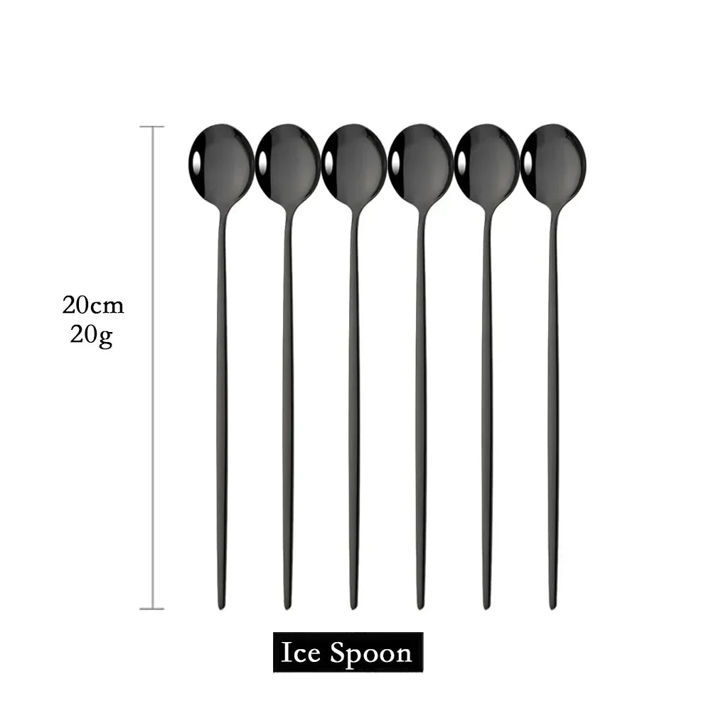 BowLift | Golden 6-piece Long Handle Spoon Set
