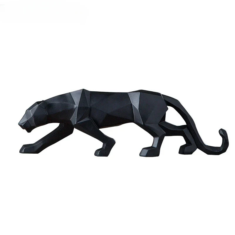 LZINA™ | Panther Statue, Animal Figure, Abstract Geometric Style, Resin, Leopard Sculpture, Home Office, Desktop Decoration, Crafts
