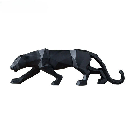 LZINA™ | Panther Statue, Animal Figure, Abstract Geometric Style, Resin, Leopard Sculpture, Home Office, Desktop Decoration, Crafts
