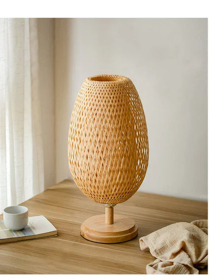 BowLift Rattan Lamp – Stepless Dimmable Basket Light for Bedroom & Living Room Decor