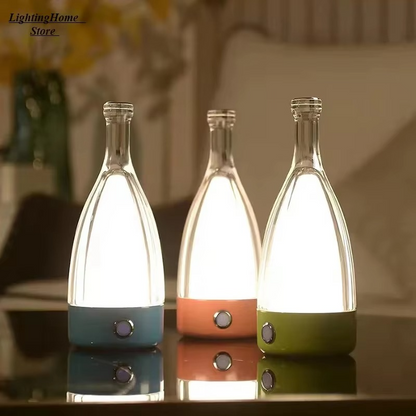 LZINA™ | Wine Bottle Desk Lamp with Bluetooth Speaker – Rechargeable Modern Bedside Night Light