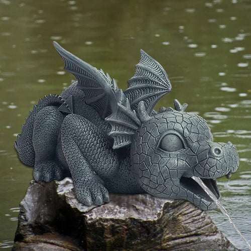 BowLift | Water spraying dragon statue made of resin Weatherproof Realistic water spray scenes resin garden decoration