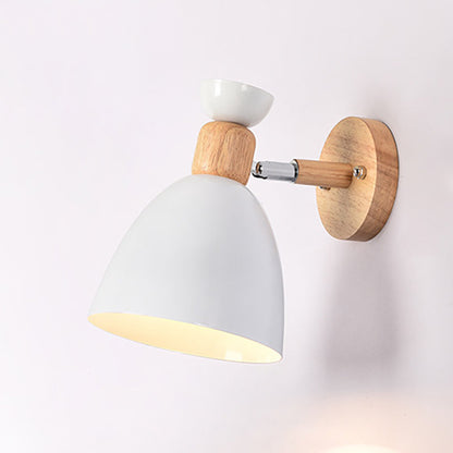 BowLift Modern Minimalist Round Horn Aluminum & Wood 1-Light Wall Lamp for Bedroom