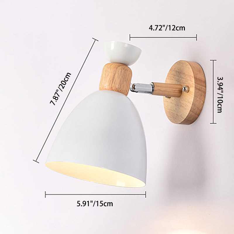 BowLift Modern Minimalist Round Horn Aluminum & Wood 1-Light Wall Lamp for Bedroom