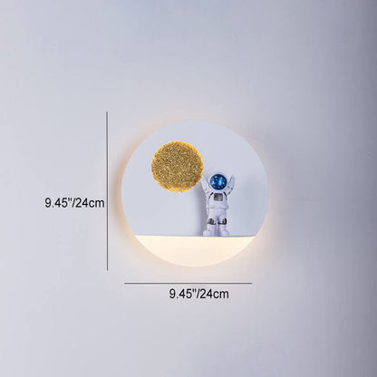 BowLift Modern Iron-Resin Round Astronaut LED Wall Light – Unique Bedroom Accent Lamp