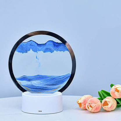 BowLift Creative Round Hourglass Quicksand 3D LED Night Light Table Lamp