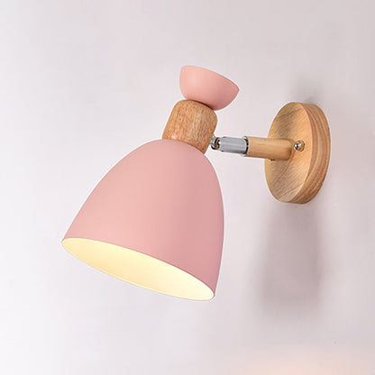 BowLift Modern Minimalist Round Horn Aluminum & Wood 1-Light Wall Lamp for Bedroom