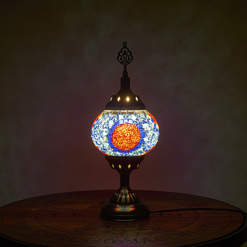 BowLift Traditional Tiffany-Style Romantic Oval Iron Enameled 1-Light Table Lamp for the Bedroom