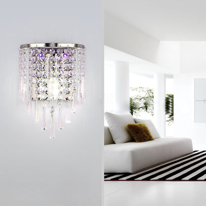 BowLift Modern Luxury Pearl Stainless Steel Crystal 1-Light Wall Sconce Lamp – Semi-Round Octagonal Design for Living Room