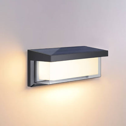LZINA™ | Modern Minimalist Solar Rectangle PC LED Outdoor Wall Light Lamp For Outdoor Patio