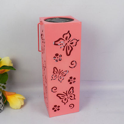 LZINA™ | Solar Butterfly Rose Pattern Hollow Column LED Outdoor Waterproof Decorative Lamp