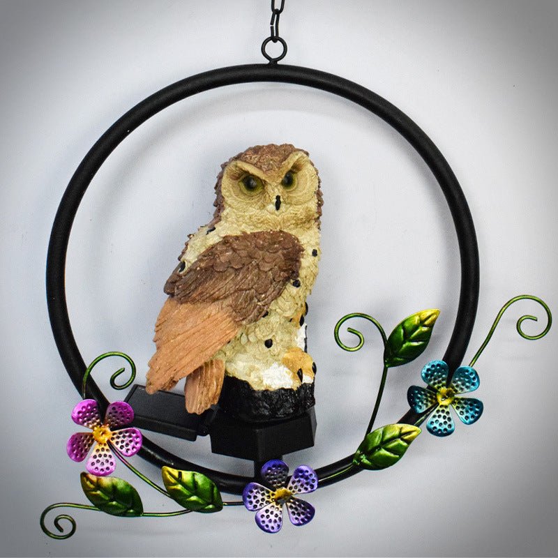 LZINA™ | European rustic owl solar waterproof outdoor garden pendant lights