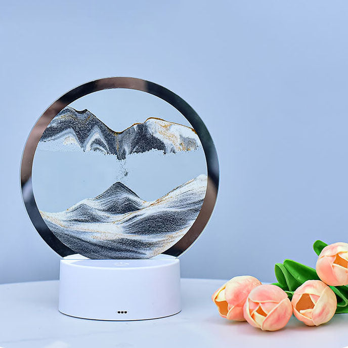 BowLift Creative Round Hourglass Quicksand 3D LED Night Light Table Lamp