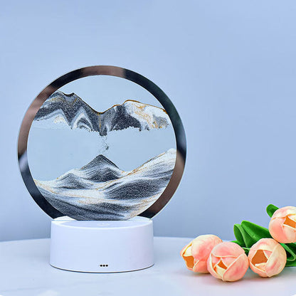 BowLift Creative Round Hourglass Quicksand 3D LED Night Light Table Lamp