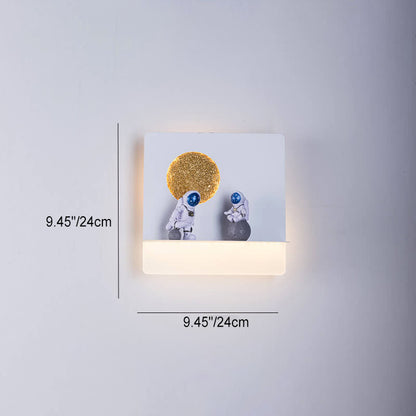 BowLift Modern Iron-Resin Round Astronaut LED Wall Light – Unique Bedroom Accent Lamp