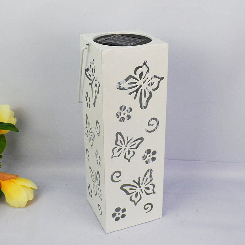 LZINA™ | Solar Butterfly Rose Pattern Hollow Column LED Outdoor Waterproof Decorative Lamp