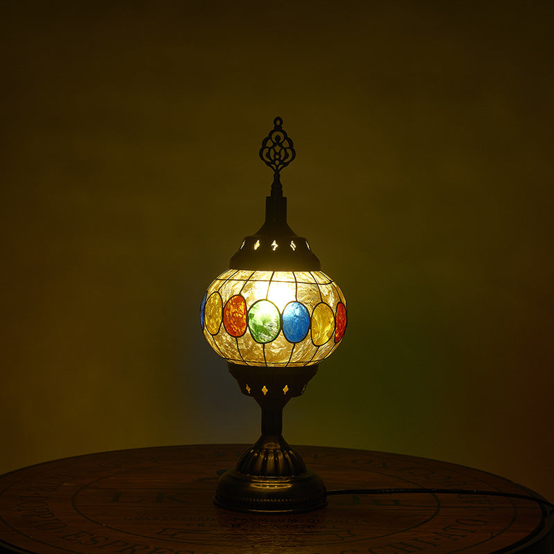 BowLift Traditional Tiffany-Style Romantic Oval Iron Enameled 1-Light Table Lamp for the Bedroom