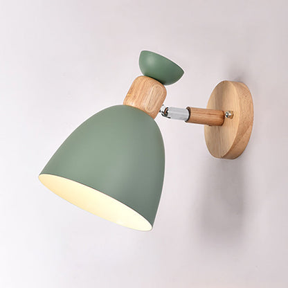 BowLift Modern Minimalist Round Horn Aluminum & Wood 1-Light Wall Lamp for Bedroom
