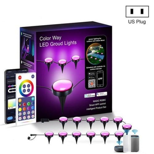 LZINA™ | CP01 Outdoor WIFI Smart APP Control Garden Light Music Synchronization Outdoor Ground Lights (US Plug)