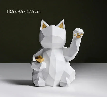 LZINA™ | Nordic Minimalism Geometry Lucky Cat Statues