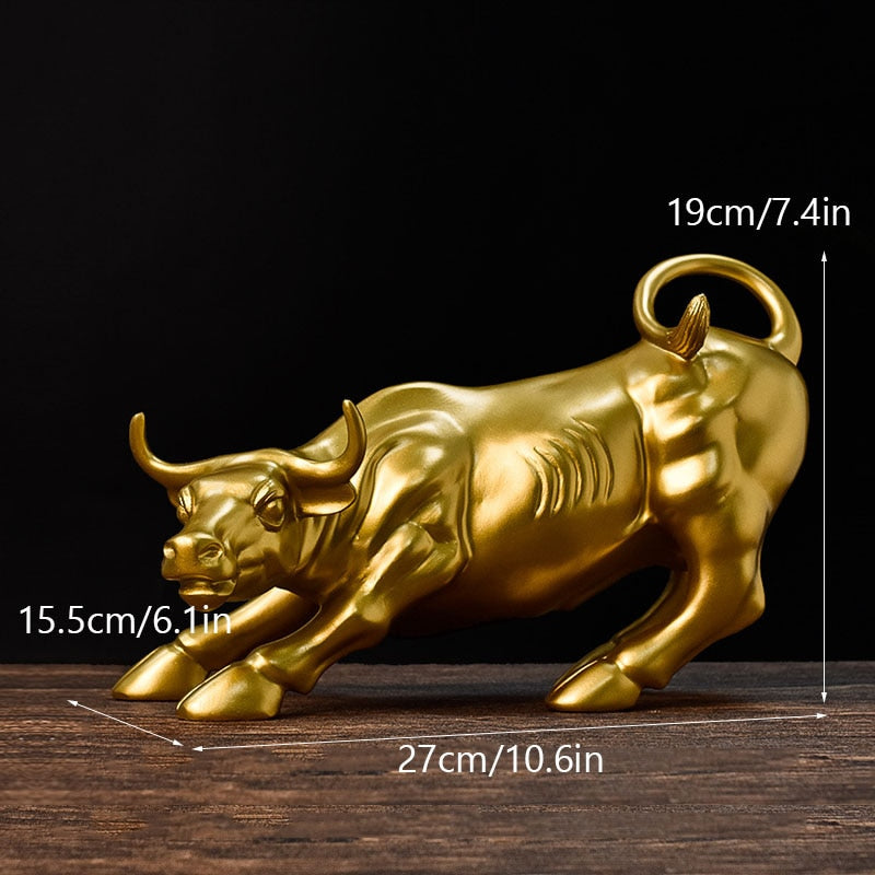 LZINA™ | Graffiti-Painting Resin Bull Figures Home Living Room Bedroom Office Desktop Feng Shui Ornaments Collection Statues