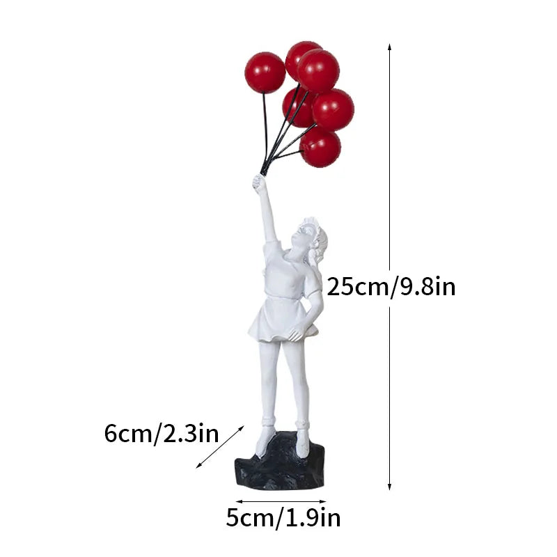 LZINA™ | Dropshipping Banksy Sculpture Collection Flower Thrower Statue Pop Art Modern Balloon Girl Figurine Office Home Decoration