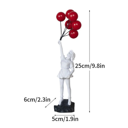 LZINA™ | Dropshipping Banksy Sculpture Collection Flower Thrower Statue Pop Art Modern Balloon Girl Figurine Office Home Decoration