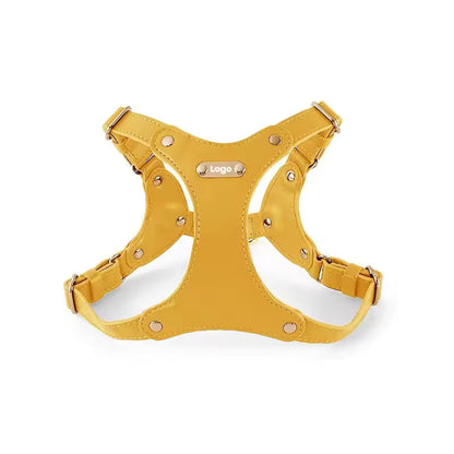 Adjustable Leather Dog Harness with Custom Engraving Bowlift