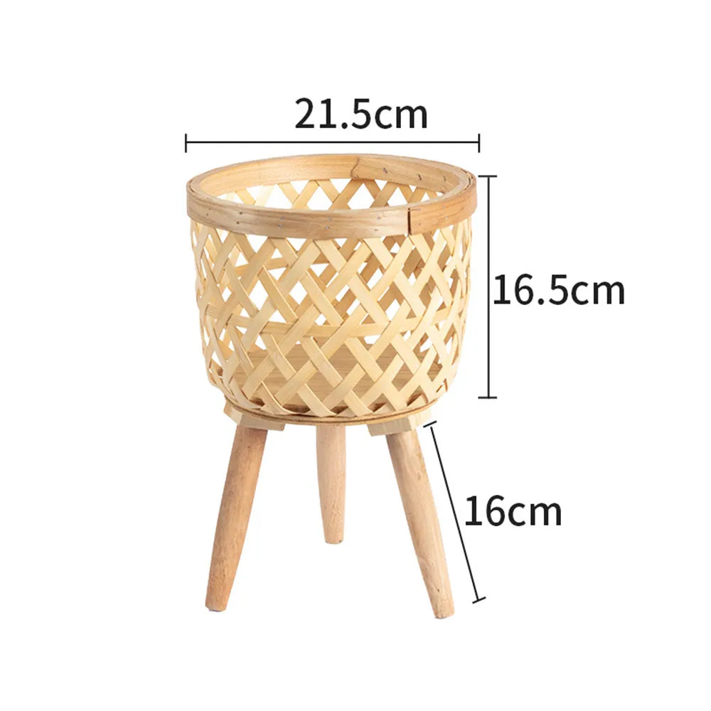 LZINA™ | Handcrafted Bamboo Woven Flower Pot with Stand Plant Flower Display Storage Stand DIY Storage Children's Plant Pots Home Decor