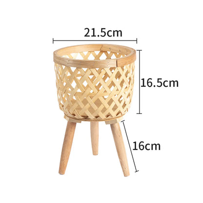 LZINA™ | Handcrafted Bamboo Woven Flower Pot with Stand Plant Flower Display Storage Stand DIY Storage Children's Plant Pots Home Decor