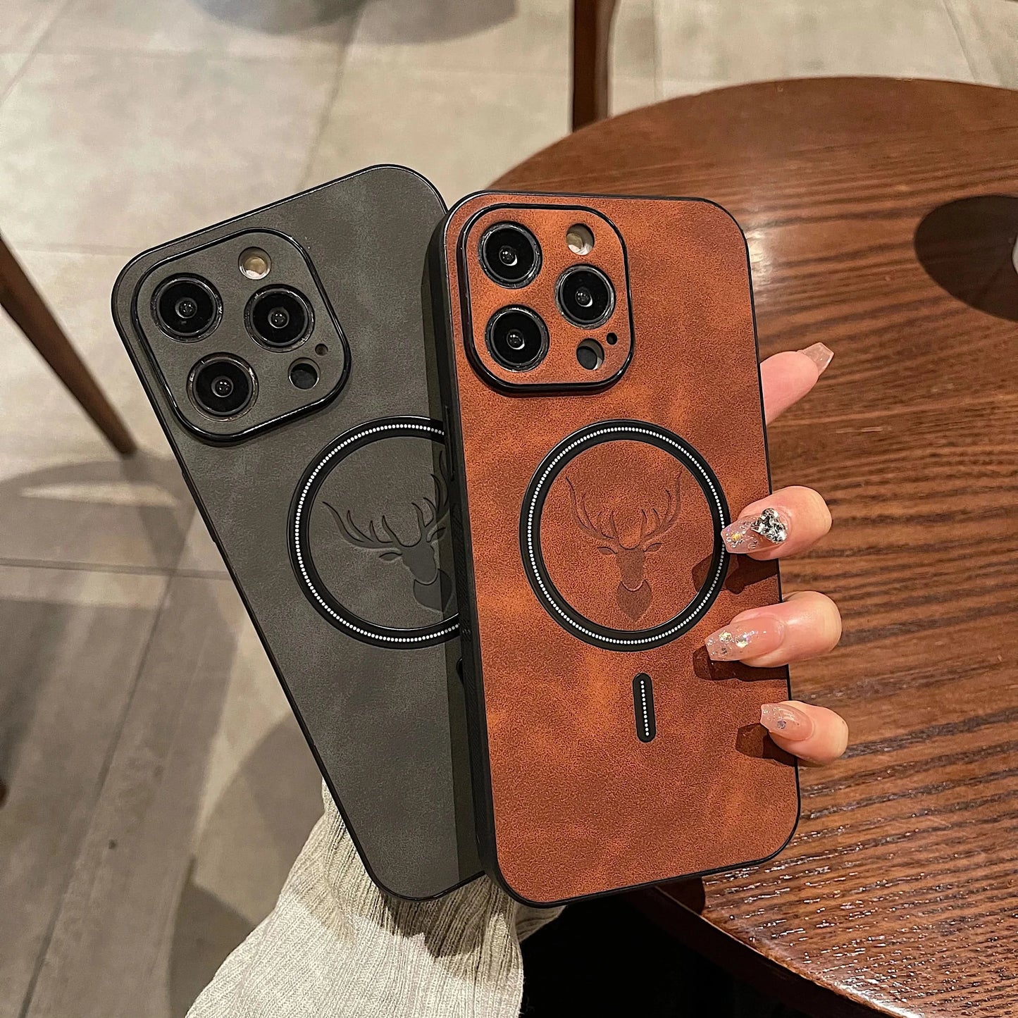 LZINA™ | Deer Leather iPhone Case MagSafe Wireless Charging