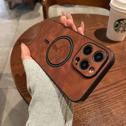 LZINA™ | Deer Leather iPhone Case MagSafe Wireless Charging