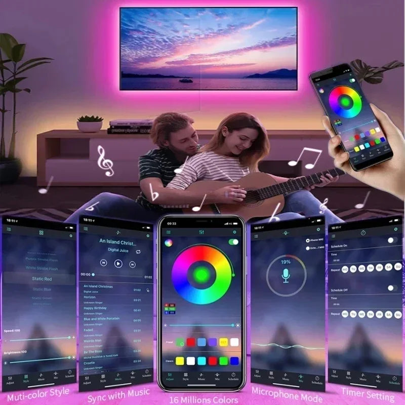 BowLift RGB 5050 LED Strip Light — Remote & App Control, USB-Powered