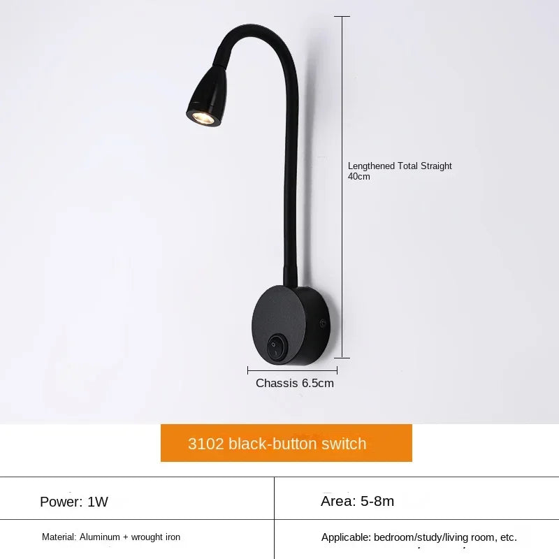BowLift LED Wall Lamp: Modern, Flexible Lighting Ideal for Reading in Bed