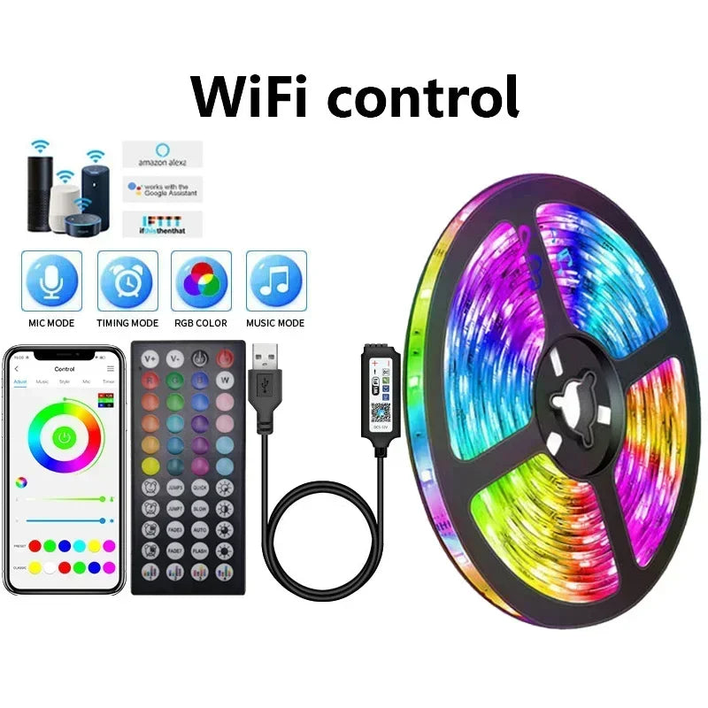 BowLift RGB 5050 LED Strip Light — Remote & App Control, USB-Powered