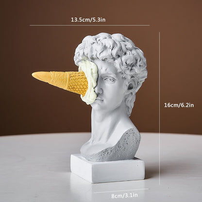 LZINA™ | David Figurine with Ice Cream Home Decoration Sculpture