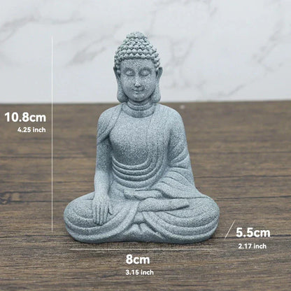 LZINA™ | Buddha Stone Statue Small Buddhist Monks Tibetan Buddhism Figures Zen Garden Ornament Meditation Home Aquarium Decoration