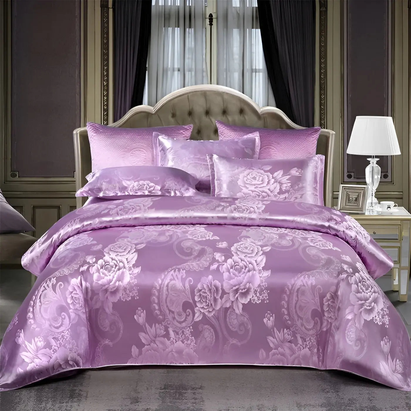 LZINA™ | Chic Satin Jacquard Duvet Cover for Luxury Bedroom