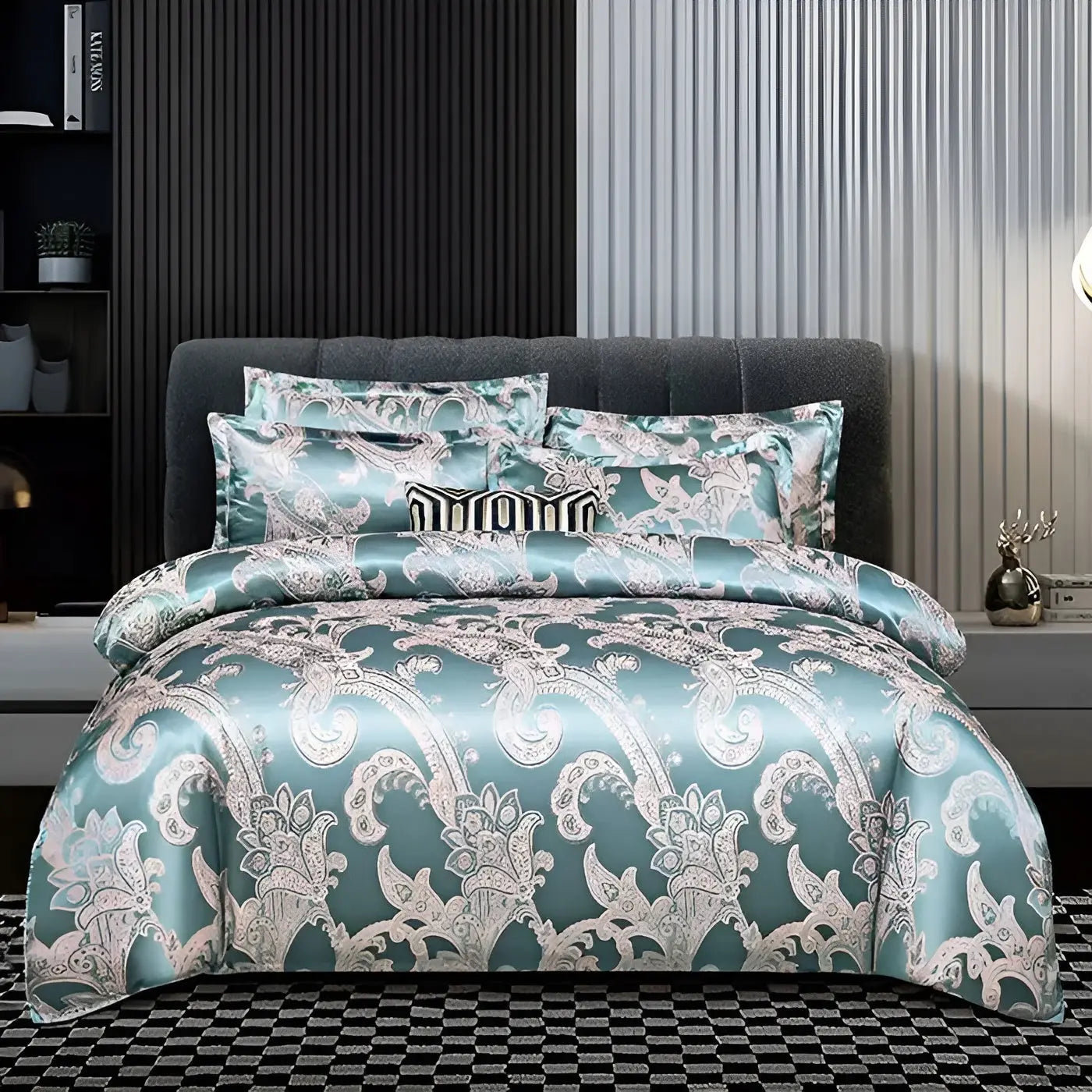 LZINA™ | Chic Satin Jacquard Duvet Cover for Luxury Bedroom