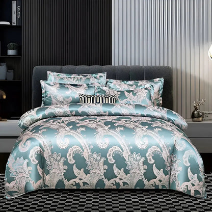 LZINA™ | Chic Satin Jacquard Duvet Cover for Luxury Bedroom