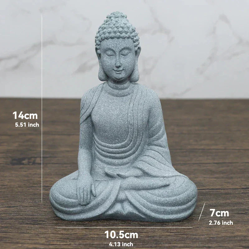 LZINA™ | Buddha Stone Statue Small Buddhist Monks Tibetan Buddhism Figures Zen Garden Ornament Meditation Home Aquarium Decoration