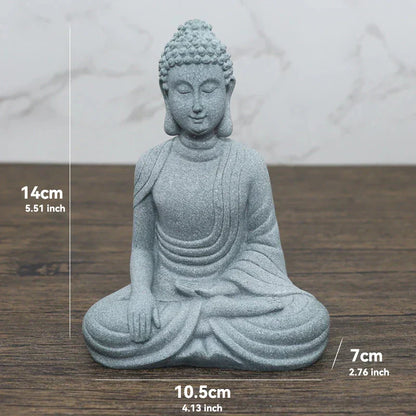 LZINA™ | Buddha Stone Statue Small Buddhist Monks Tibetan Buddhism Figures Zen Garden Ornament Meditation Home Aquarium Decoration