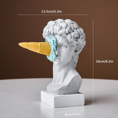 LZINA™ | David Figurine with Ice Cream Home Decoration Sculpture