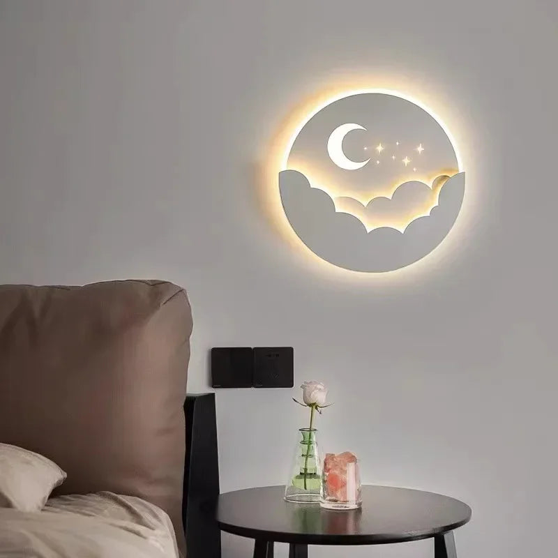 LZINA™ | Magical LED Wall Lamp – Moon & Stars Night Light