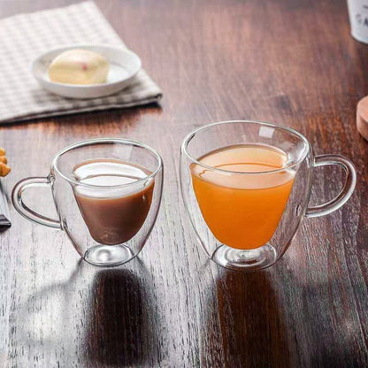 BowLift | Heart Love Shape Glass Mug Double-Walled Coffee Cups Insulated Tea Milk Lemon Juice Water Cup Heat-Resistant Drinkware Lover Gift