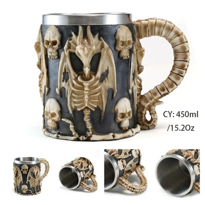 LZINA™ | Medieval Dragon Resin Stainless Steel Mug as Coffee Mug or Tea Mug