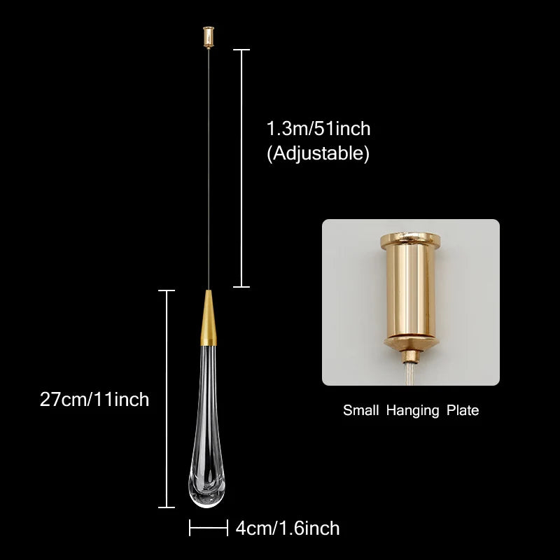 BowLift | Crystal LED Pendant Lights: Perfect for Bedroom, Dining Room, Bar - Water Drop Chandelier, Stair Lamp for Interior Decoration