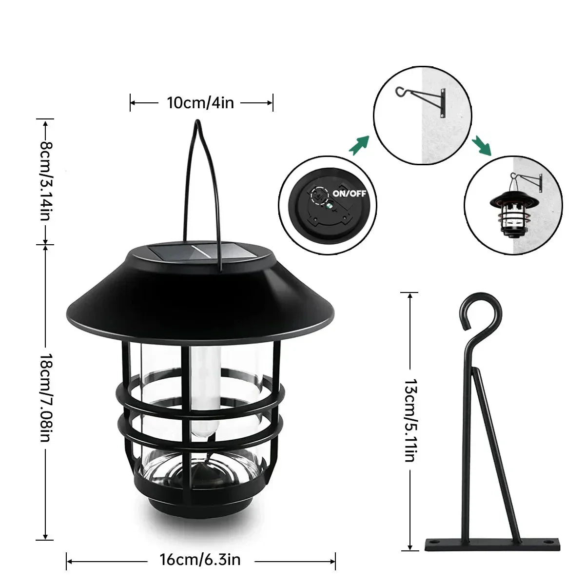 LZINA™ | Solar Wireless Waterproof Flickering Sun Flame Lantern Light | - WallLant