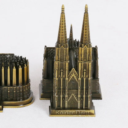 LZINA™ | Cologne Cathedral Model Metal Antique Bronze Germany Cologne Cathedral Building Figurine World Famous Landmark Architecture Decoration